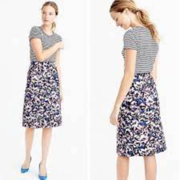 J.Crew Hibiscus Floral A Line Skirt Size 4 NWT - Picture 1 of 6